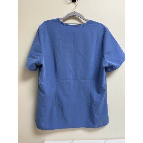 Figs Technical Collection Scrub Top Women’s Large Blue V-Neck Pocket Nursing Med - Picture 2 of 5
